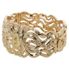 Carrera y Carrera Venus Diamond 18k Yellow Gold Wide Bangle Bracelet