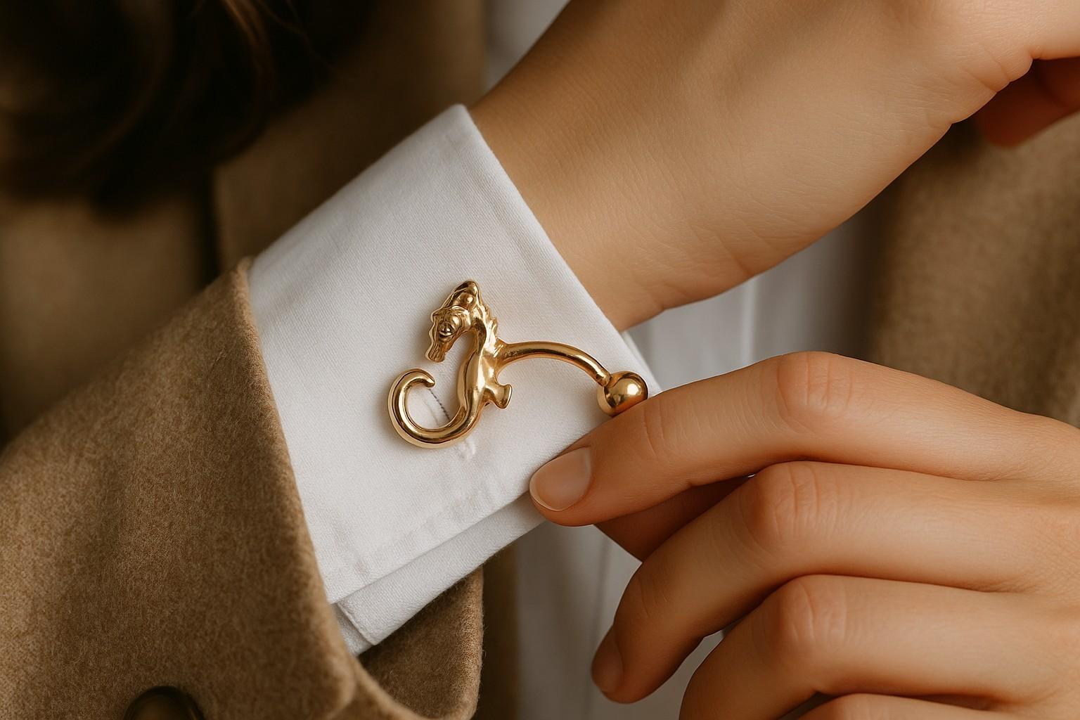 Contemporary Carrera y Carrera Vintage 18 Karat Gold Leaping Horse 0.75 Inch Cufflinks 132643 For Sale