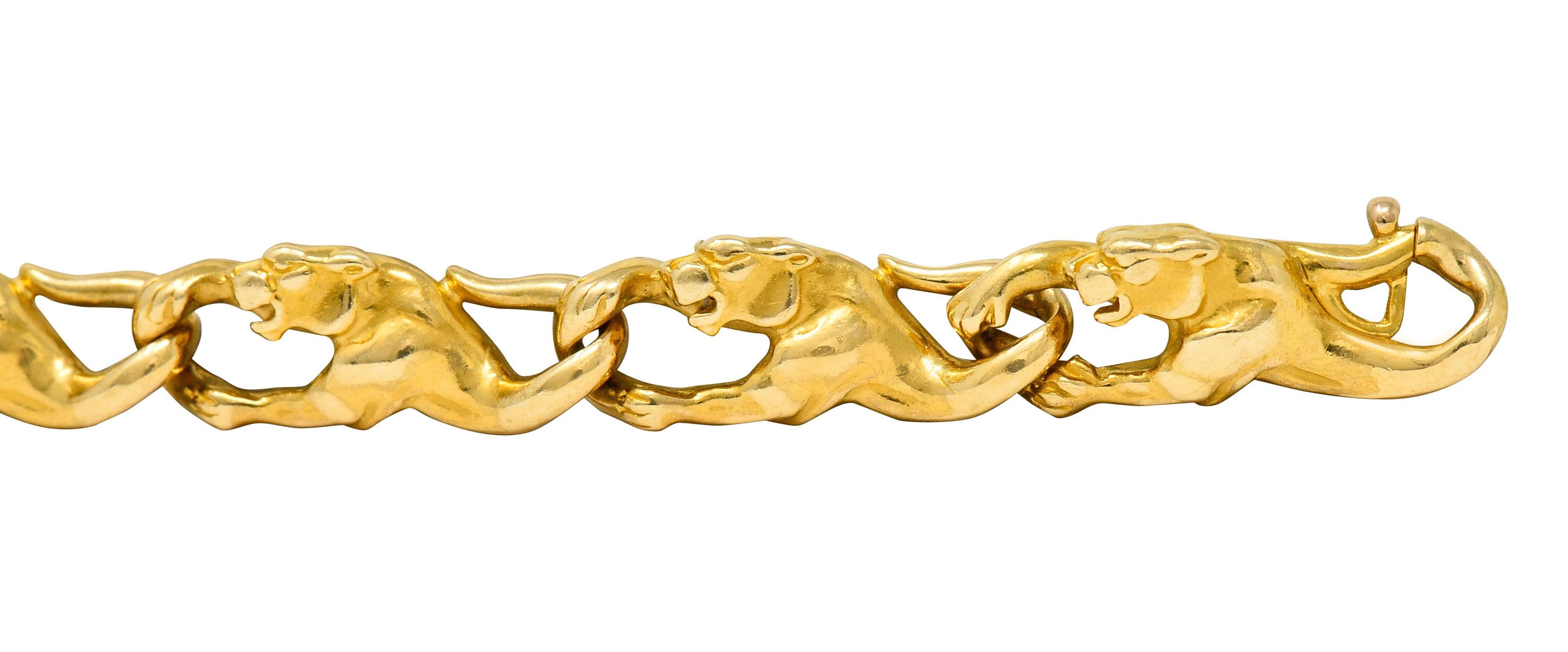 Women's or Men's Carrera Y Carrera Vintage 18 Karat Yellow Gold Panther Link Bracelet