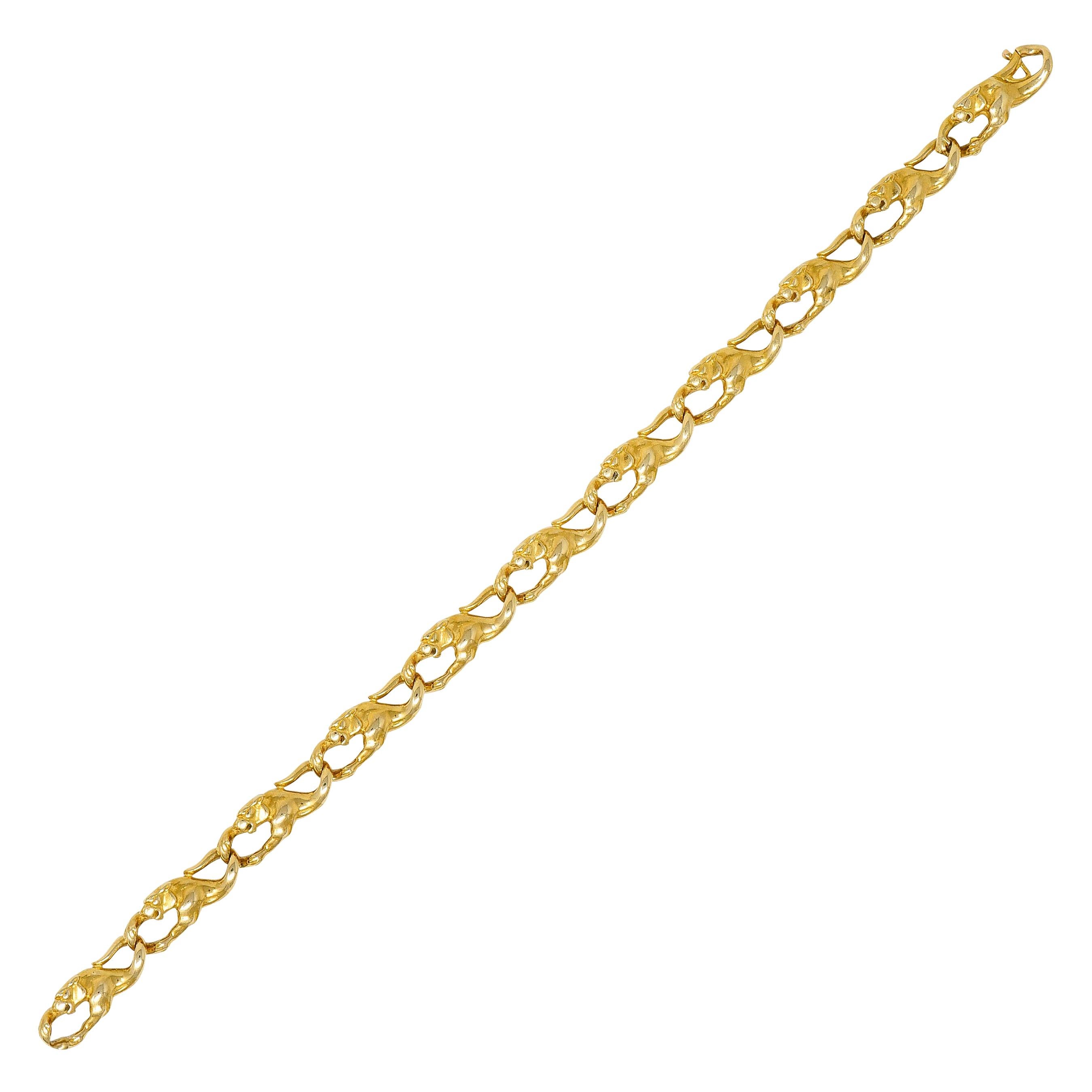 Carrera Y Carrera Vintage 18 Karat Yellow Gold Panther Link Bracelet