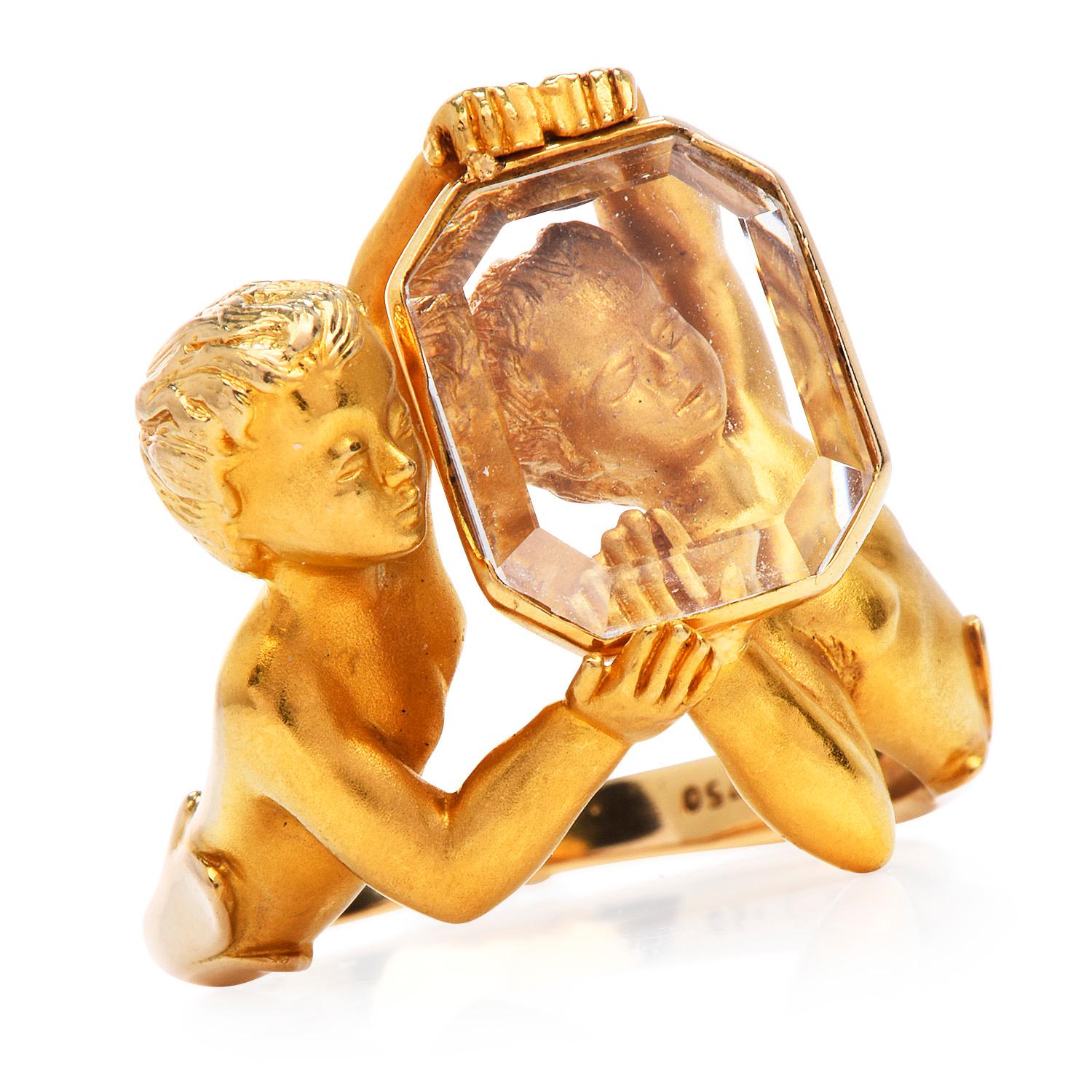 Carrera y Carrera Vintage 18K Yellow Gold Figurine Narcissus Ring In Excellent Condition In Miami, FL