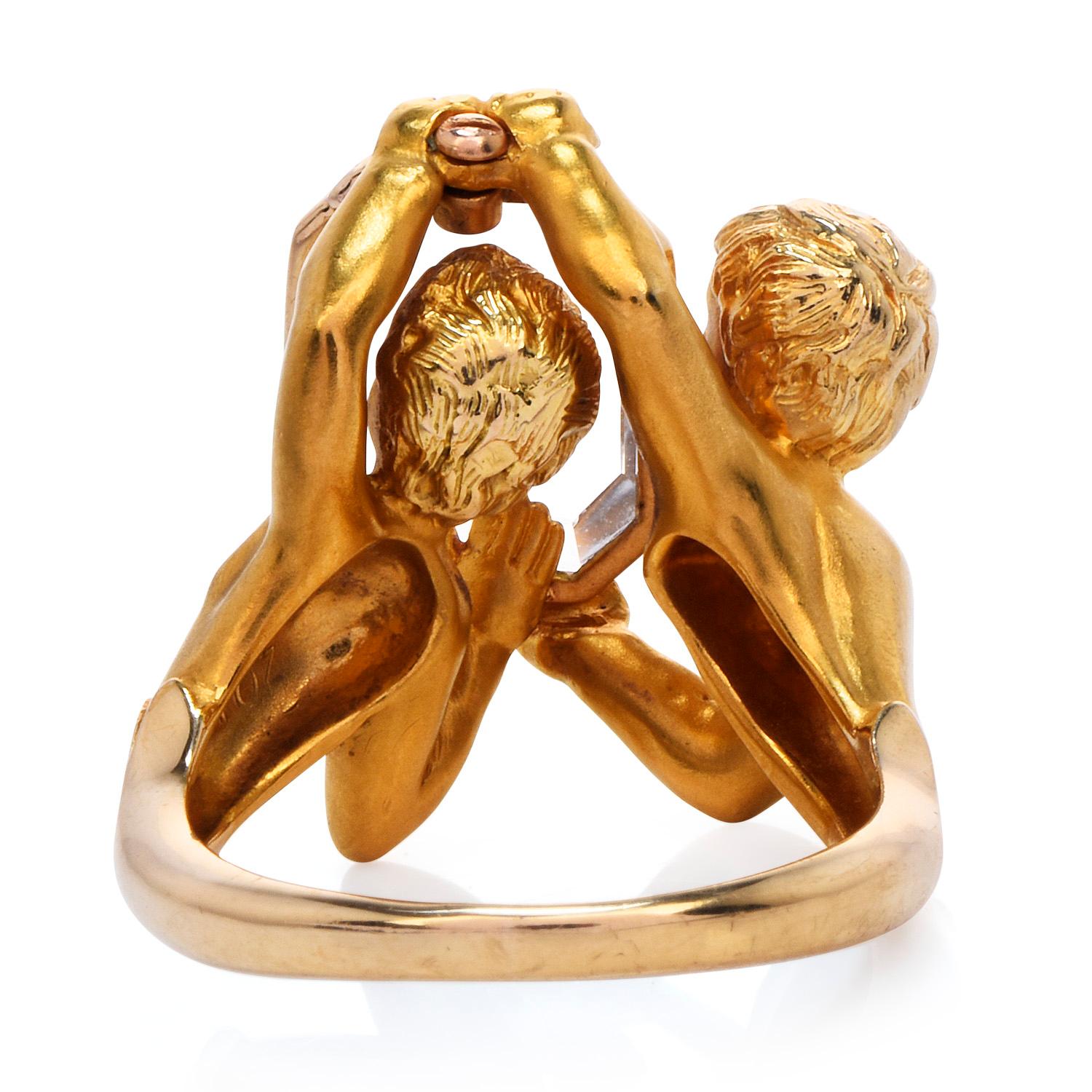 Women's Carrera y Carrera Vintage 18K Yellow Gold Figurine Narcissus Ring