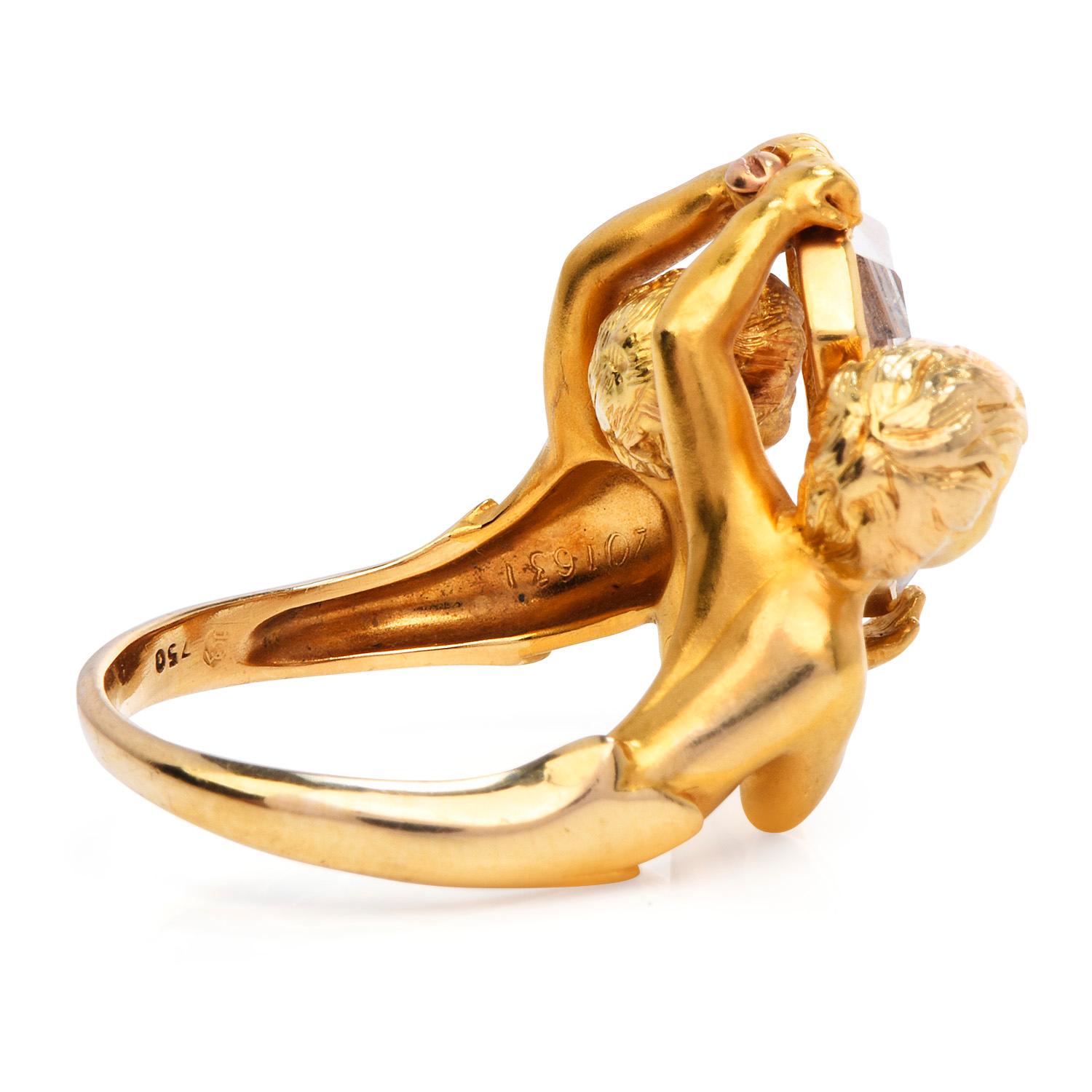 Carrera y Carrera Vintage 18K Yellow Gold Figurine Narcissus Ring 1