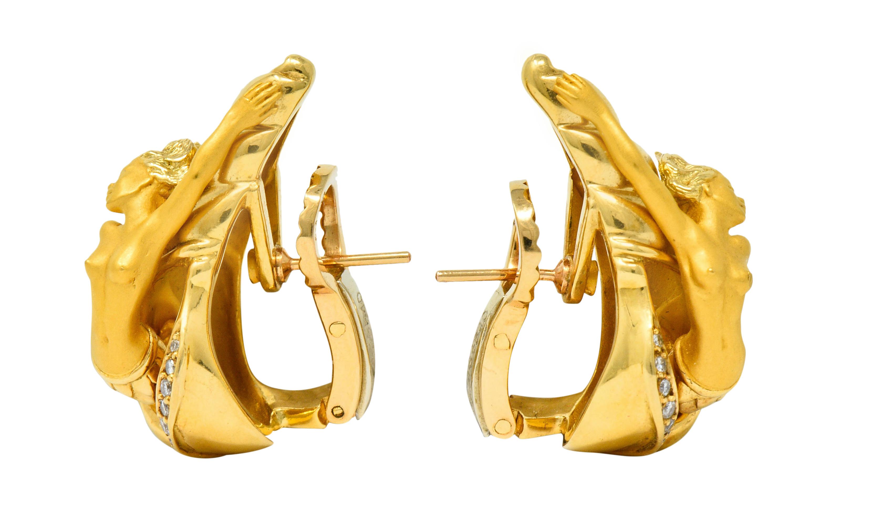 14k gold mermaid earrings
