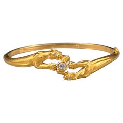 Carrera y Carrera Bracelet jonc vintage à double panthère en or jaune 18 carats