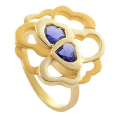 Carrera y Carrera Women’s 18 Karat Yellow Gold Iolite Hearts Cluster Ring