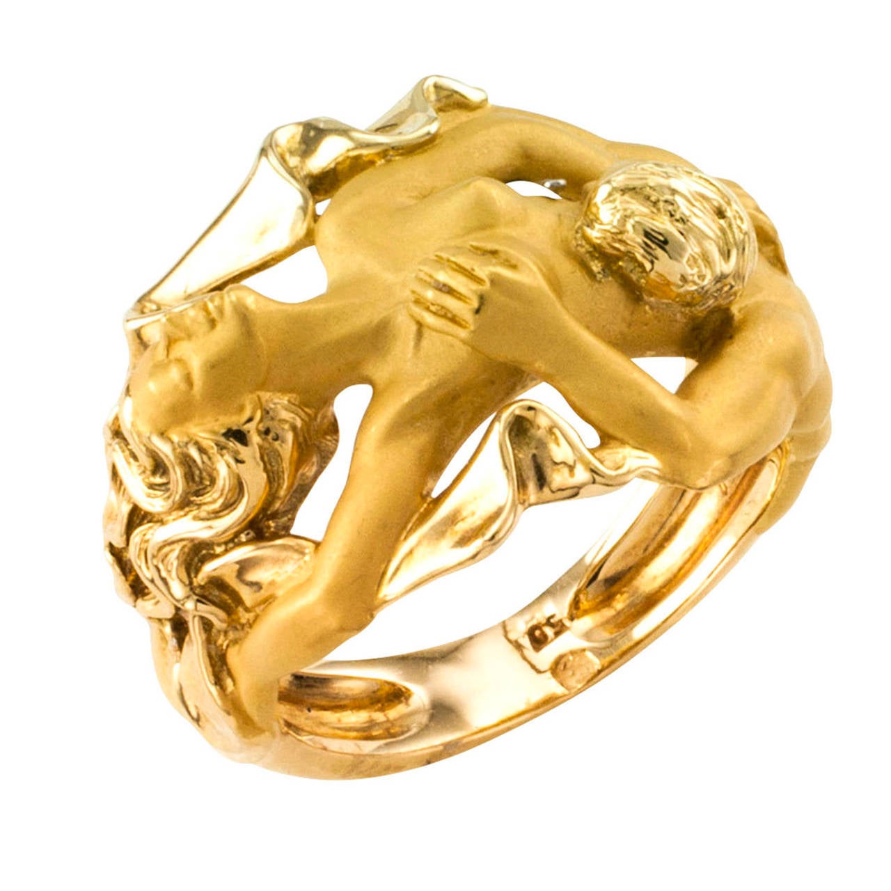 Contemporary Carrara Y Carrara Yellow Gold Figural Ring