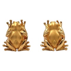 Carrera Y Carrera Yellow Gold Frog Motif Earrings