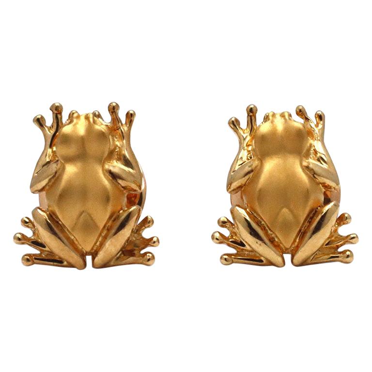 Carrera Y Carrera Yellow Gold Frog Motif Earrings at 1stDibs