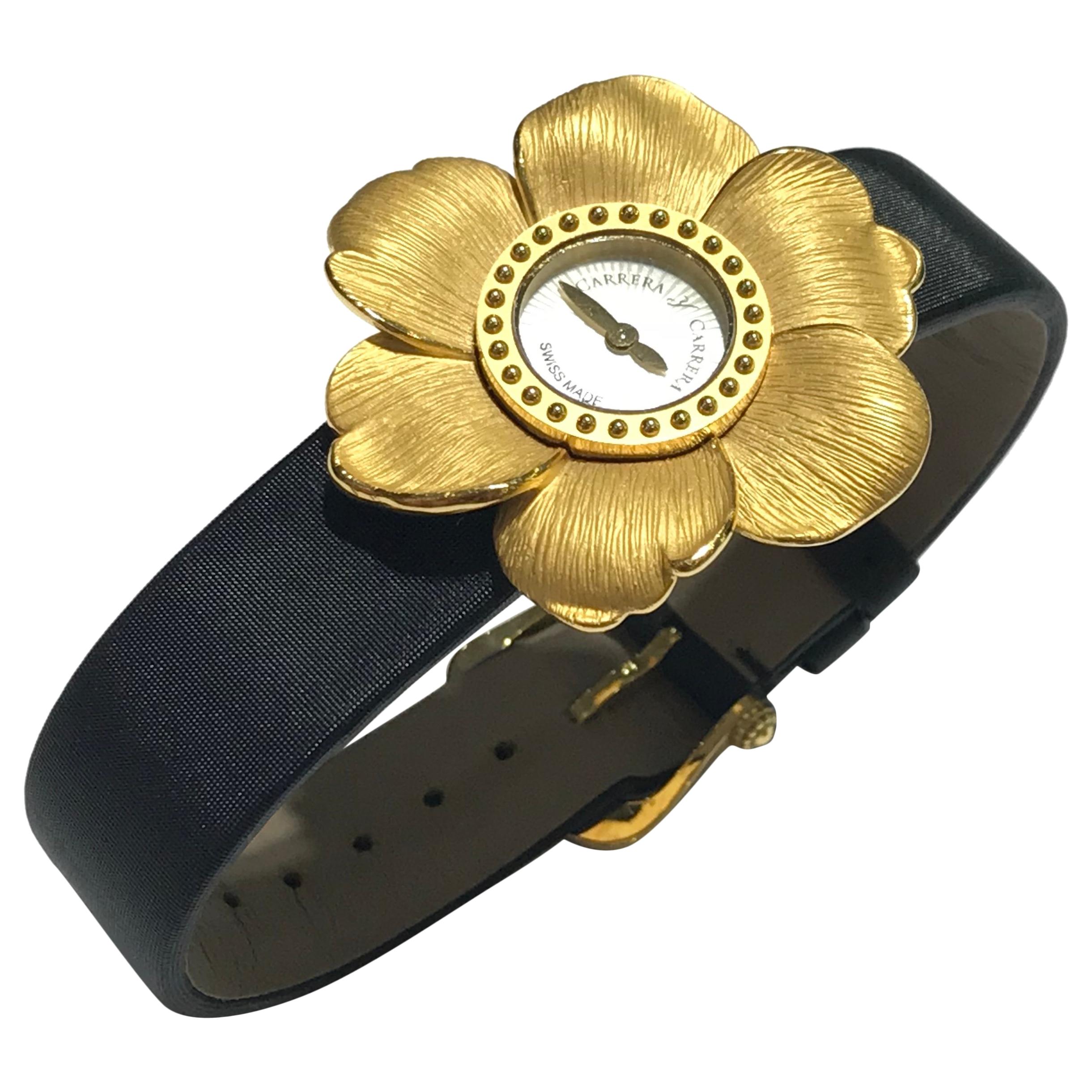 Carrera Y Carrera Yellow Gold Gardenias Collection Manual Wind Wristwatch For Sale