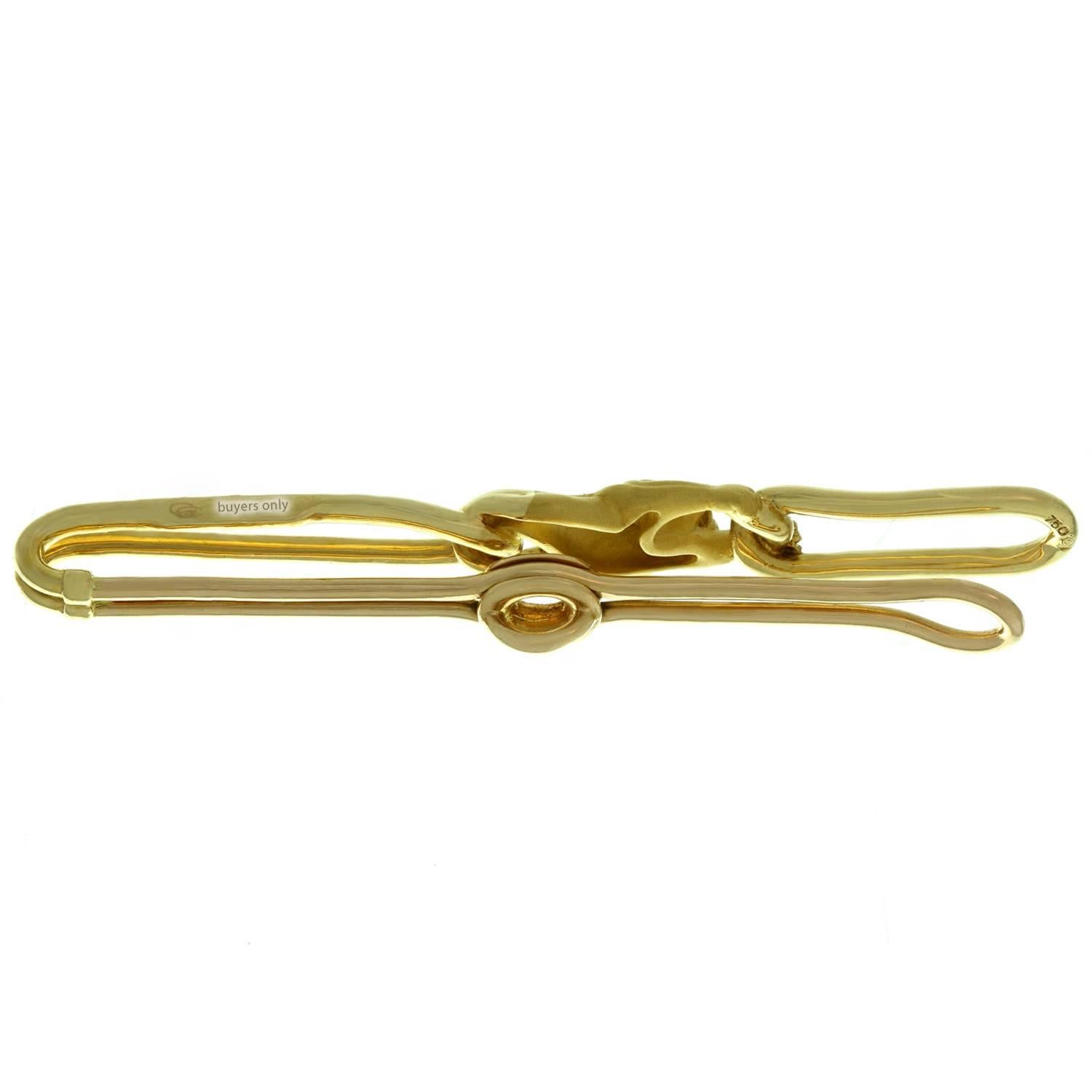 Carrera y Carrera Yellow Gold Panther Tie Bar In Excellent Condition In New York, NY