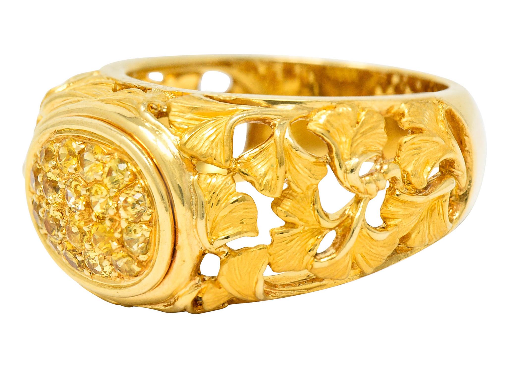 Carrera Y Carrera Yellow Sapphire 18 Karat Gold Ginkgo Band Ring 1