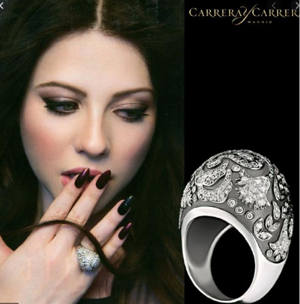 Carrera y Carrera's Aqua Ring 18k White Gold Ring Diamonds Onyx Center 2