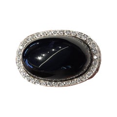 Carrera y Carrera Bague Aqua en or blanc 18 carats, diamants et onyx au centre