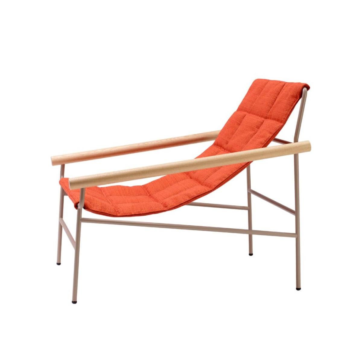 Modern 21st Century Carrés Orange Terracotta Fabric Armchair Indoor Outdoor Metal For Sale