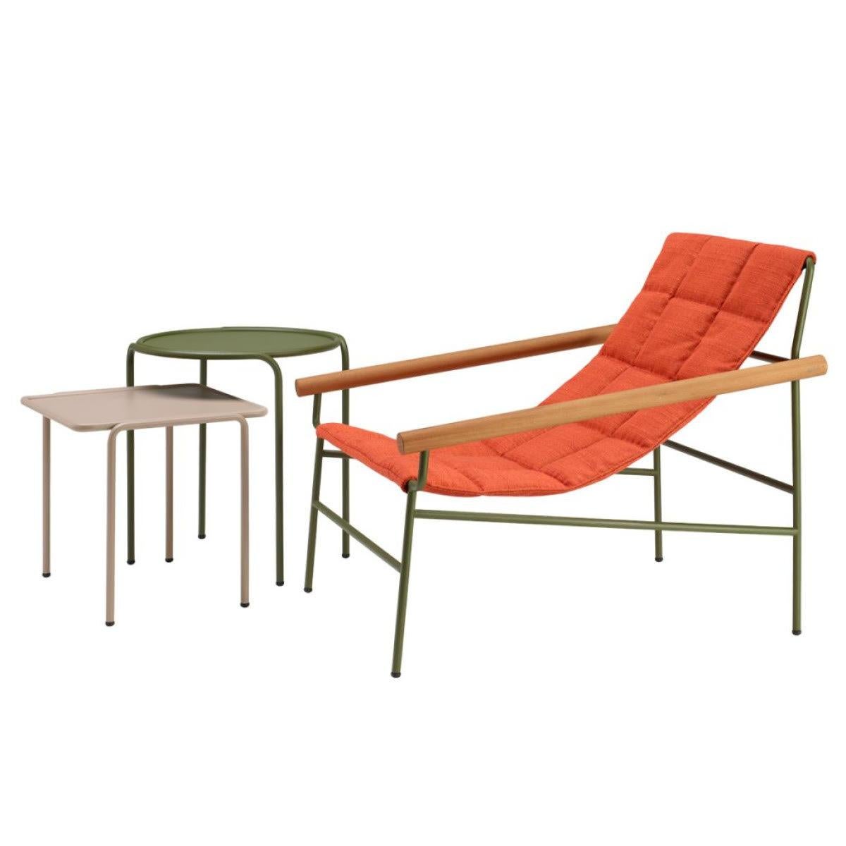 21st Century Carrés Orange Terracotta Fabric Armchair Indoor Outdoor Metal In New Condition For Sale In Saint-Ouen, FR