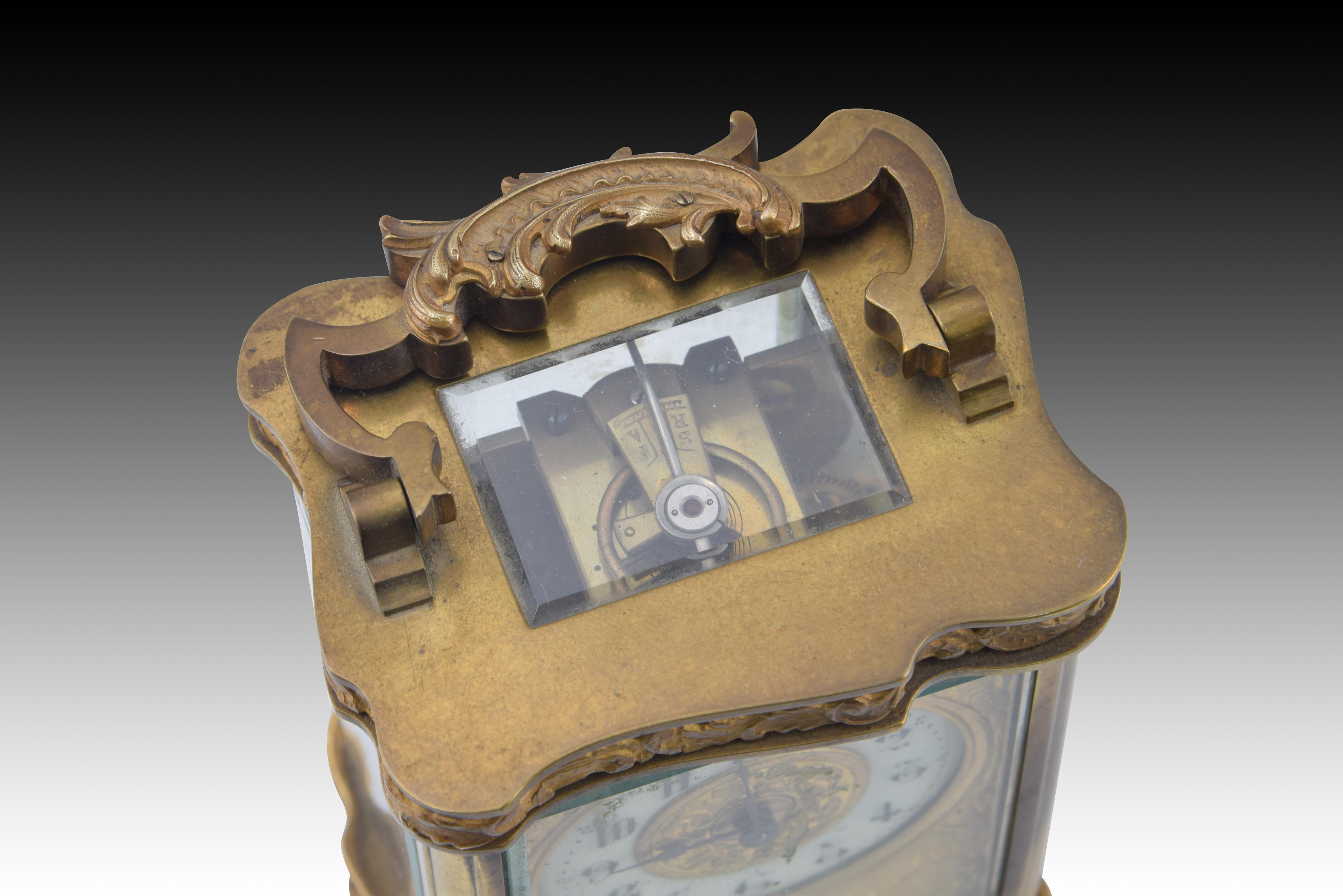 Metal Carriage clock with case. 19th century For Sale