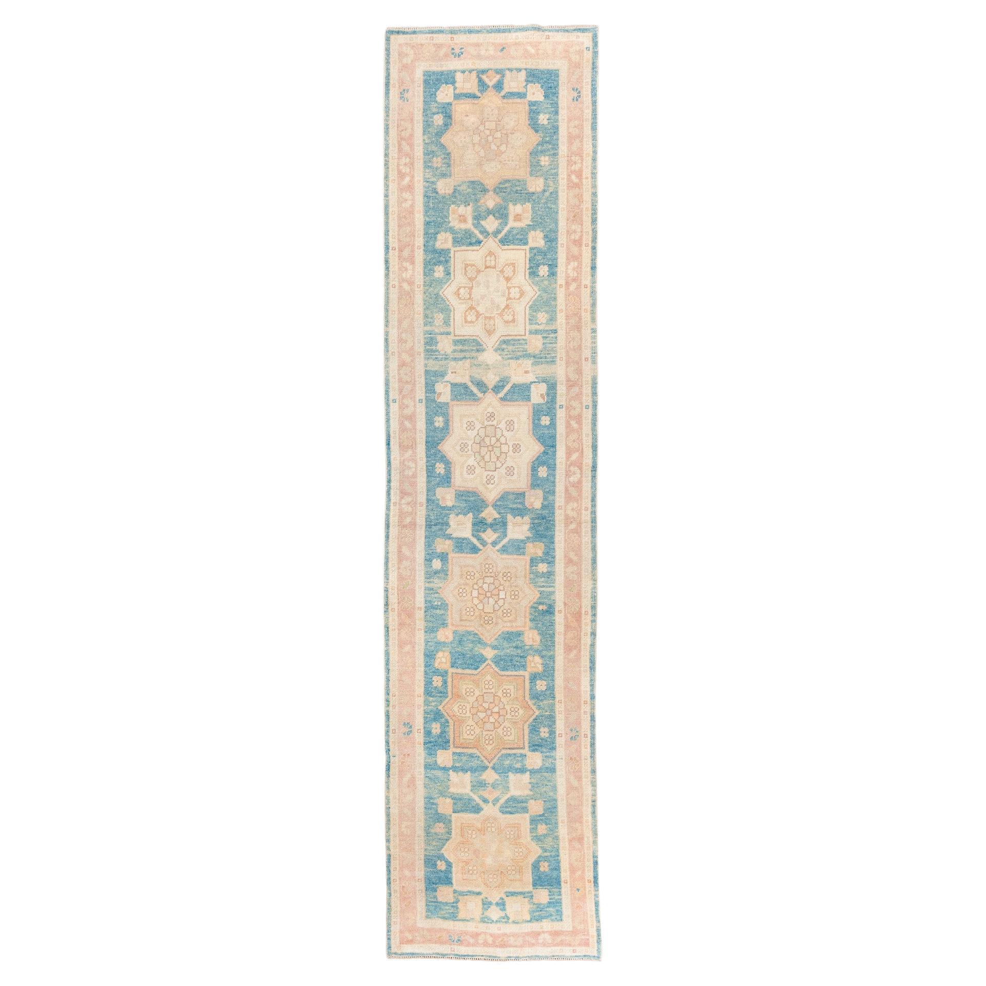 Carribean Blue and Orange Oushak For Sale