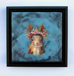 "Butching (écureuil florifère)" - Peinture à l'huile et à l'encaustique sur toile
