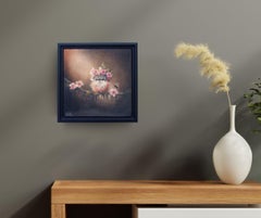 Peinture à l'huile « Cherie Floriferous », art surréaliste représentant la faune, 25 x 24 cm