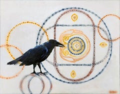 "Cuervo" (2023) di Carrie Goller, tecnica mista e pittura a encausto di corvo