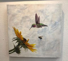 "Good Morning" (2024) by Carrie Goller, Original Encaustic Painting of Bird
