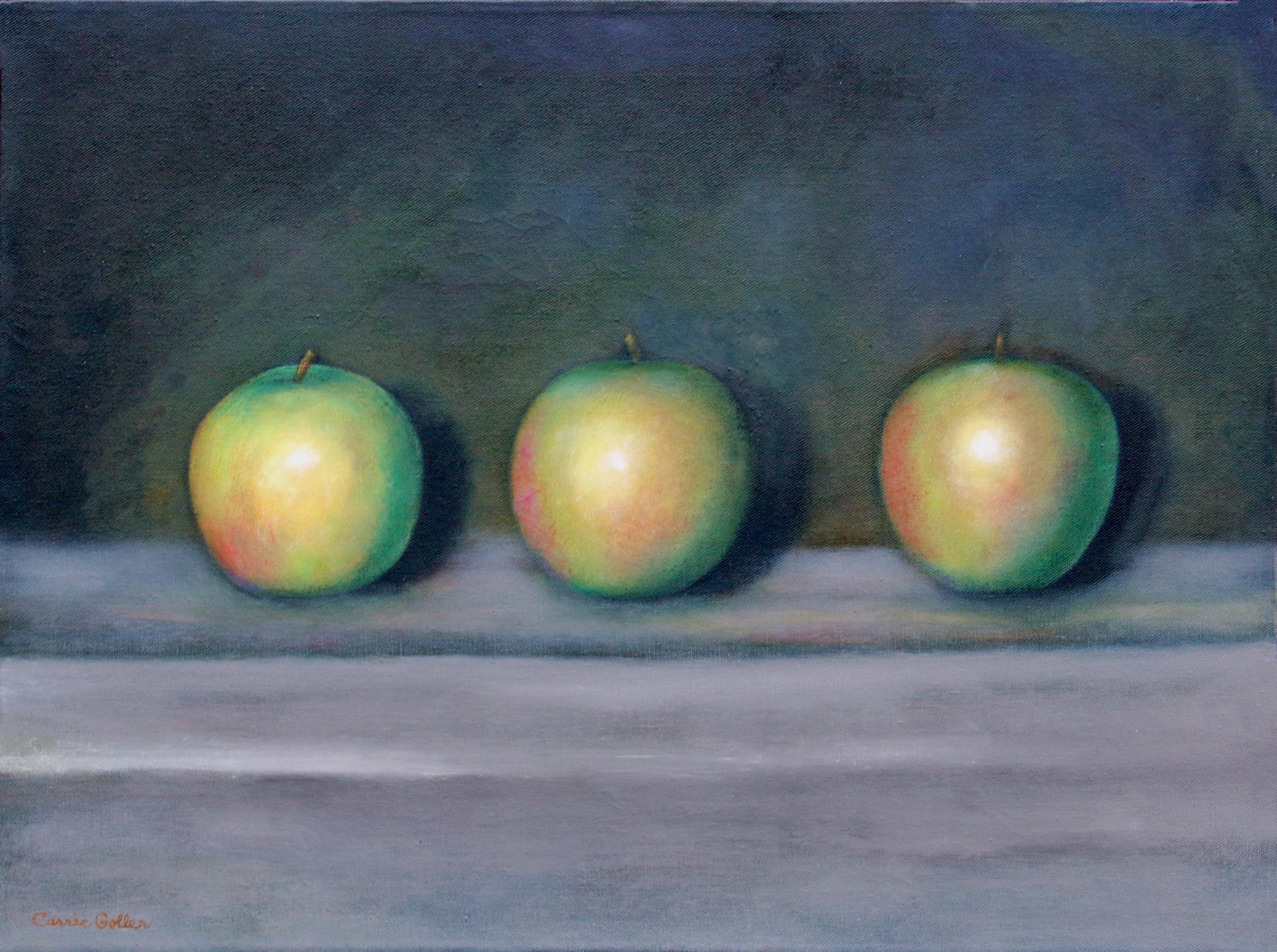 "Grannies" (2023) by Carrie Goller, Original Oil Painting of Green Apples