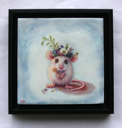 Mayday Floriferous, Original Surrealist Wildlife Painting, Mixed Media
