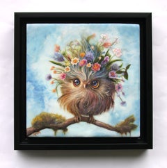 Smokey Floriferous - original surrealist oil painting - wildlife artwork