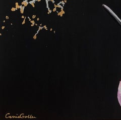 „Solaire“ (2023) von Carrie Goller, Originales surrealistisches Gemälde in Öl und Blattgold