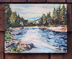 "Wenatchee River" (2023) by Carrie Goller, Oil & Cold Wax Painting, Landscape