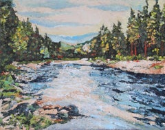 "Fiume Wenatchee" (2023) di Carrie Goller, Pittura a olio e cera fredda, Paesaggio