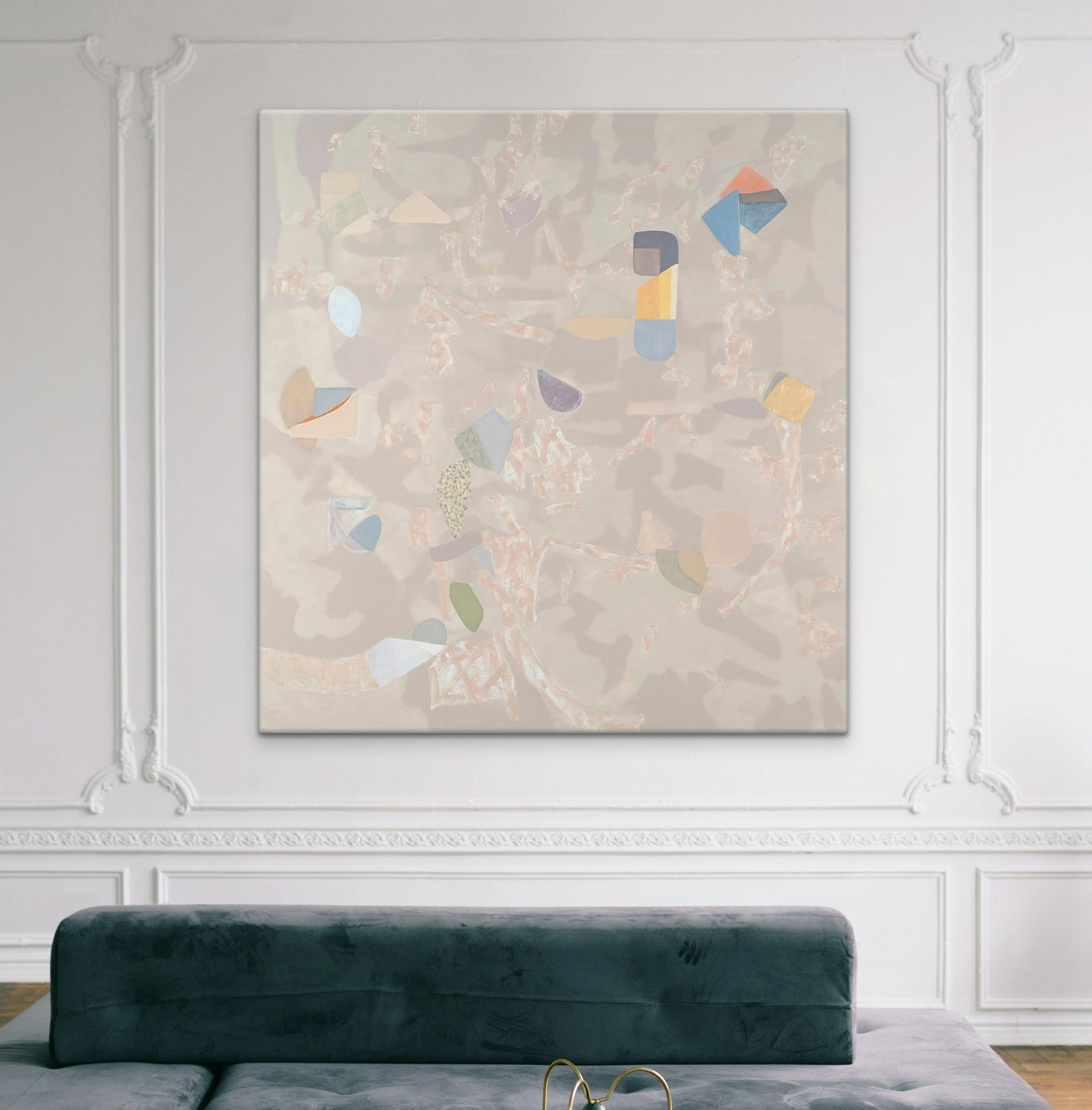 Hypsometric- Abstract Geometric oil on Canvas Large painting  - Painting by Carrie Johnson