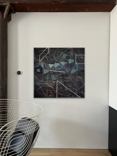 Subspace- Abstract Geometric Contemporary Oil Painting on Square Canvas
