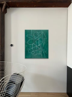 Topología- Pintura al óleo abstracta geométrica moderna contemporánea sobre lienzo