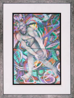 'Man In Motion', Framed Modernist Figural, Woman Artist, SFMOMA, Oakland Museum