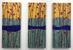 Aomong The Flowering Reeds Triptych, Painting, Acrylic on Canvas
