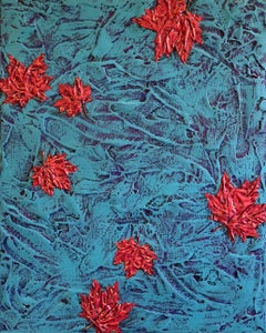 Peinture - Acrylique sur toile - Feuilles d'automne en l'air