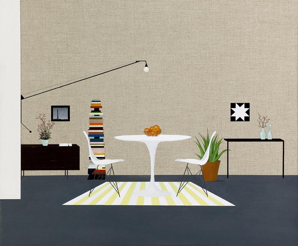 Carrie Marill Interior Print - "Modern Interior" mid century modern still life table lamp artwork