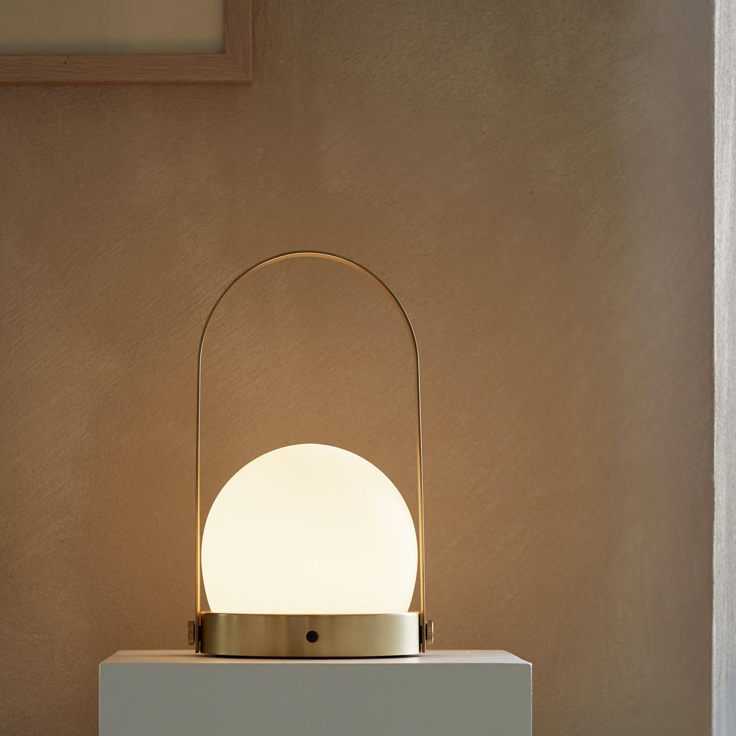 Bulgarian Carrie Portable Led Lamp, Brushed Brass by Norm Architects For Sale
