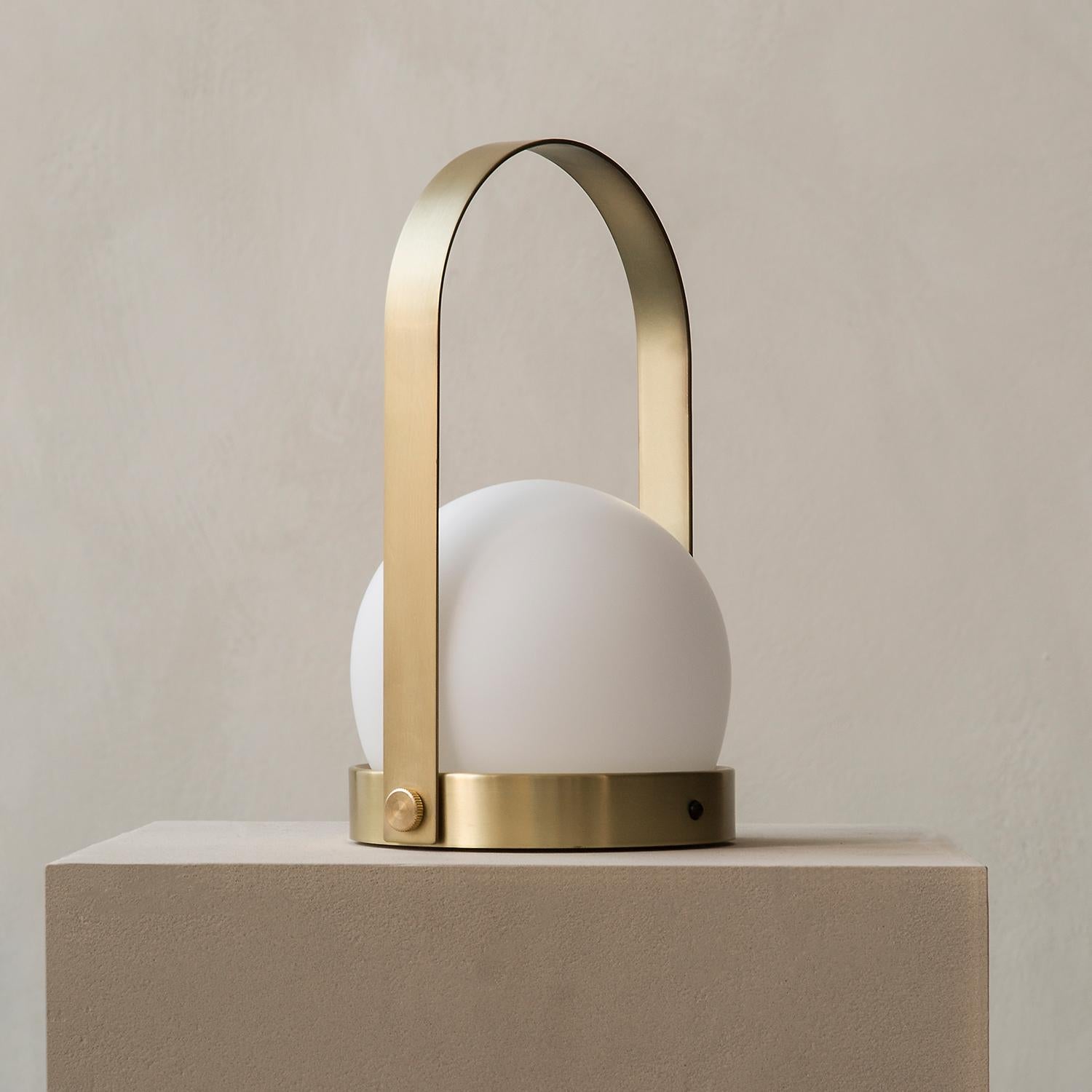 Plated Carrie Portable Led Lamp, Brushed Brass by Norm Architects For Sale