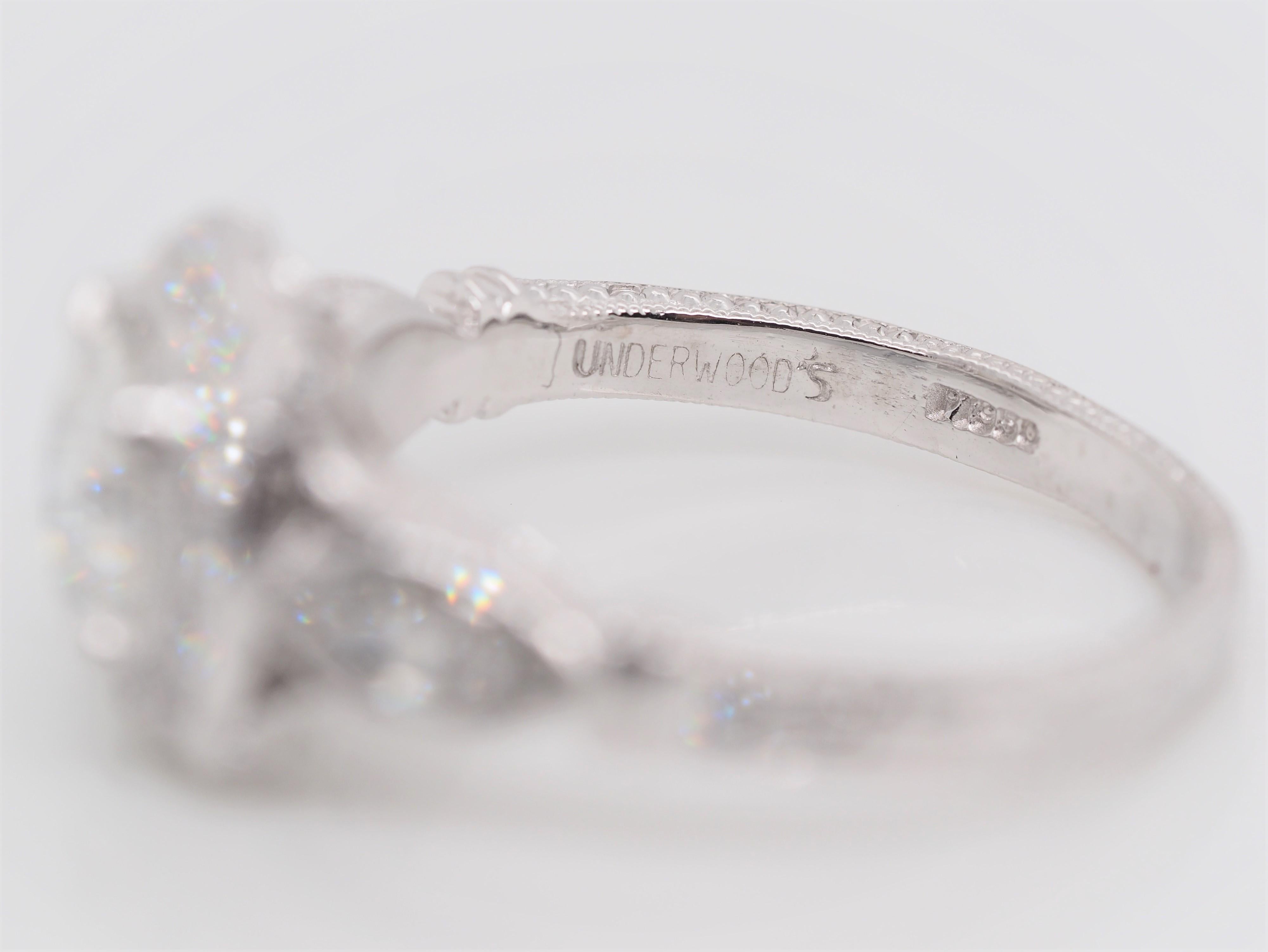 Carrie Underwood Bague de fiançailles halo en platine avec diamants taille ronde de 1,03 carat certifiés GIA en vente 3