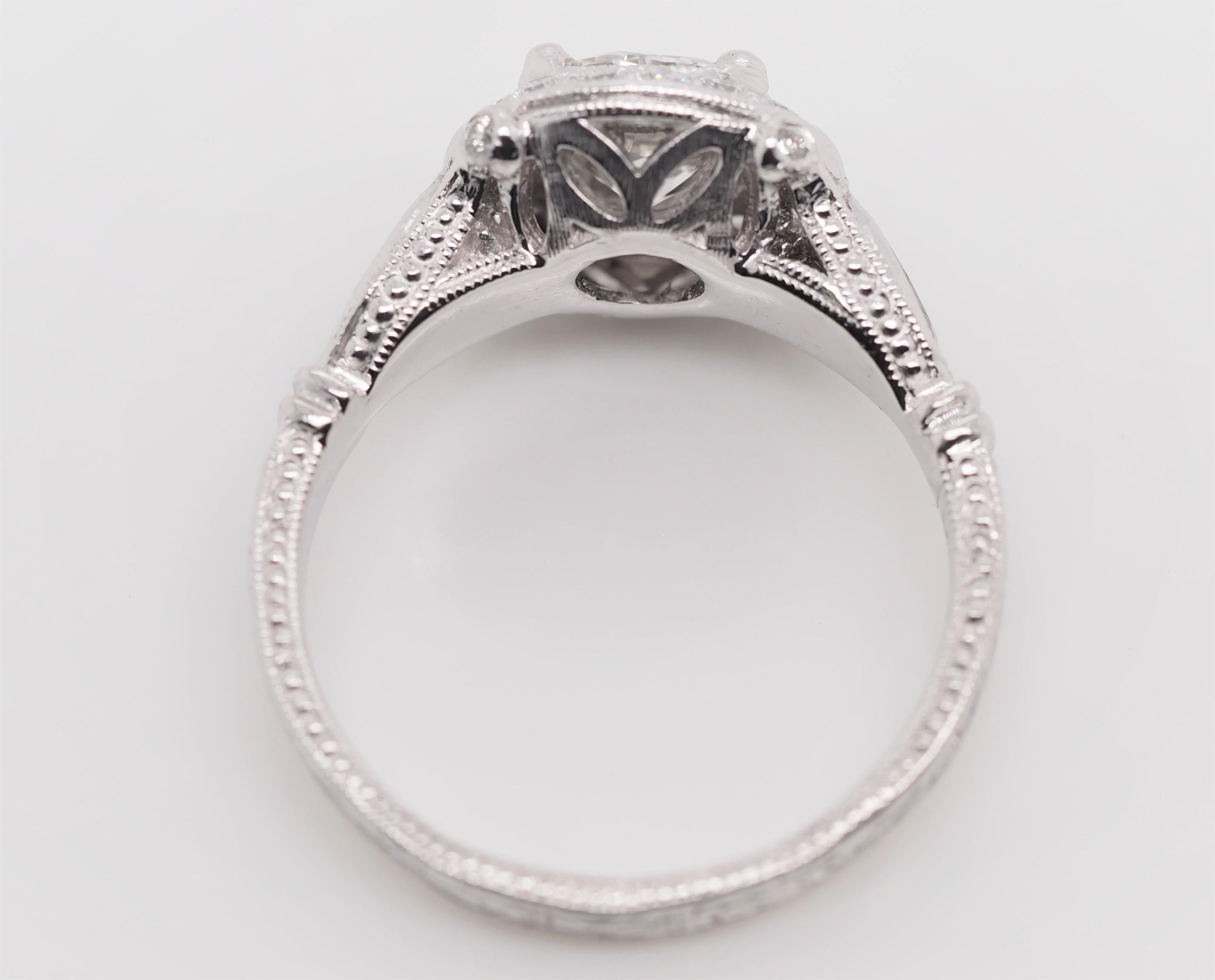 Carrie Underwood GIA 1.03 Carat Round Cut Diamond Platinum Halo Engagement Ring In Excellent Condition For Sale In Addison, TX