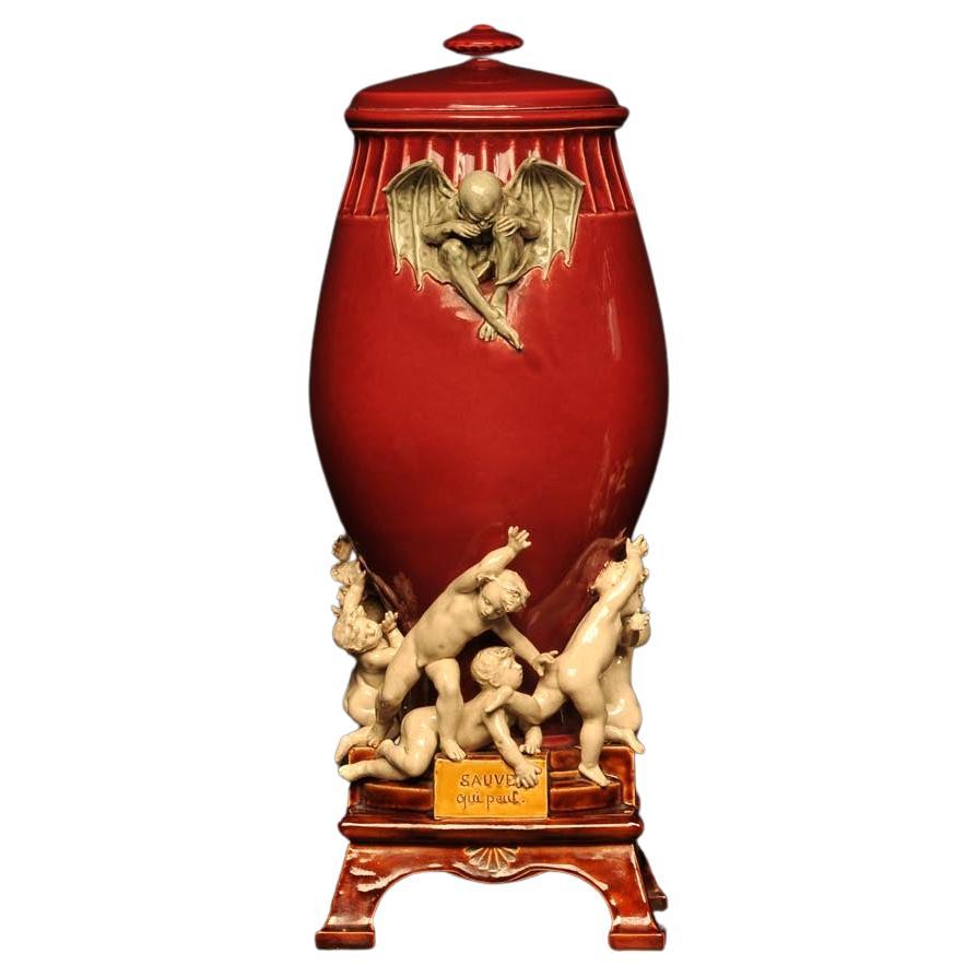 CARRIER-BELLEUSE and CHOISY LE ROI Manufacture, "Sauve qui peut" Vase