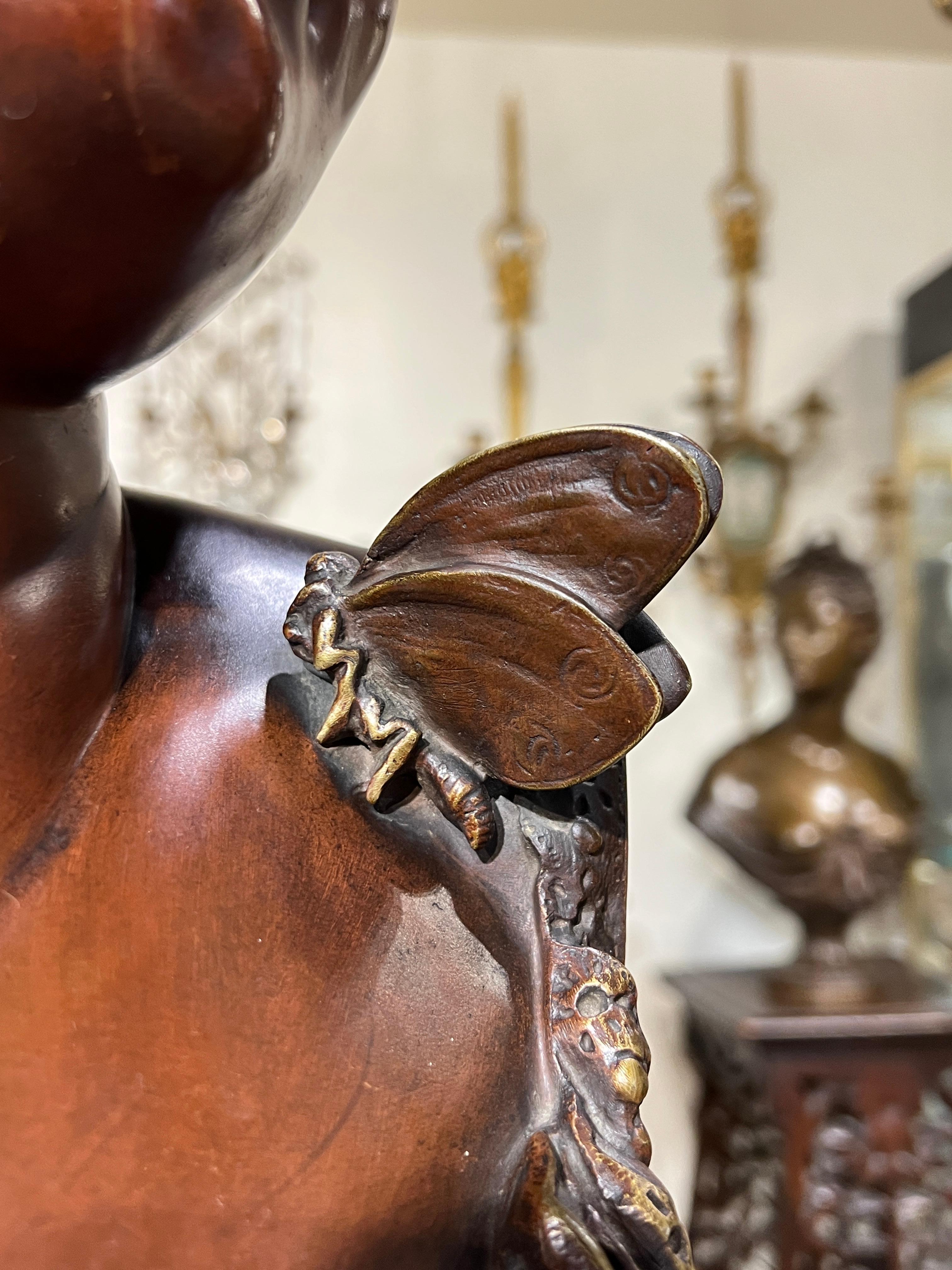 Patinato Busto di bronzo di donna Carrier-Belleuse in vendita