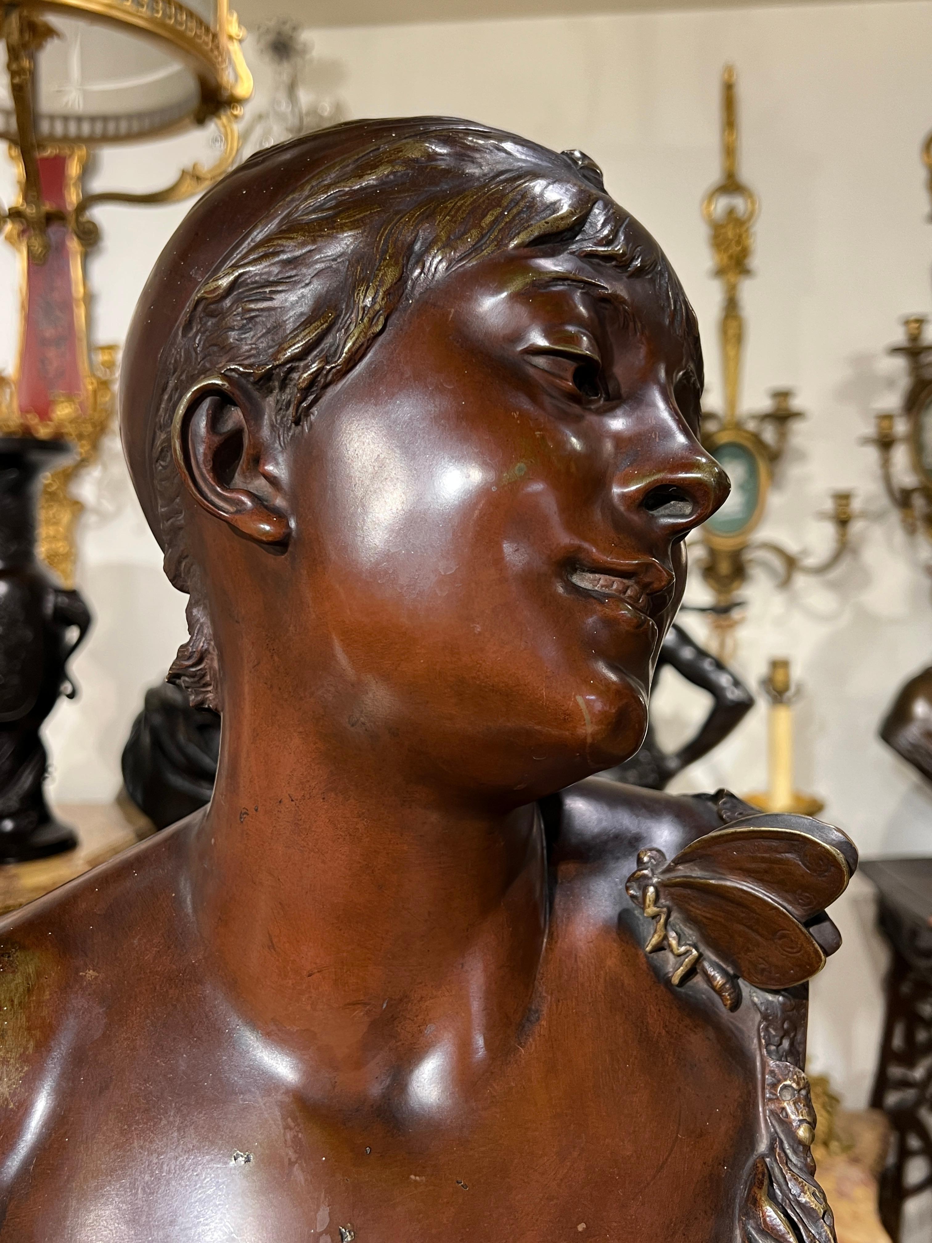 Busto di bronzo di donna Carrier-Belleuse in vendita 1