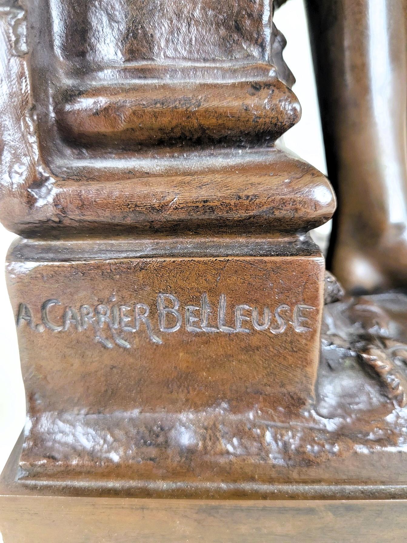 Carrier-belleuse, Cigale, grand bronze signé, 19ème siècle en vente 3