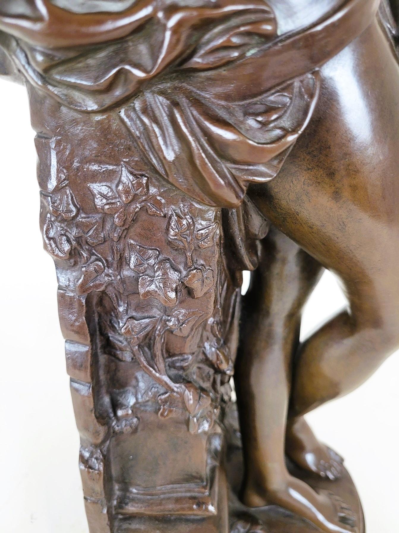Carrier-belleuse, Cigale, grand bronze signé, 19ème siècle en vente 4