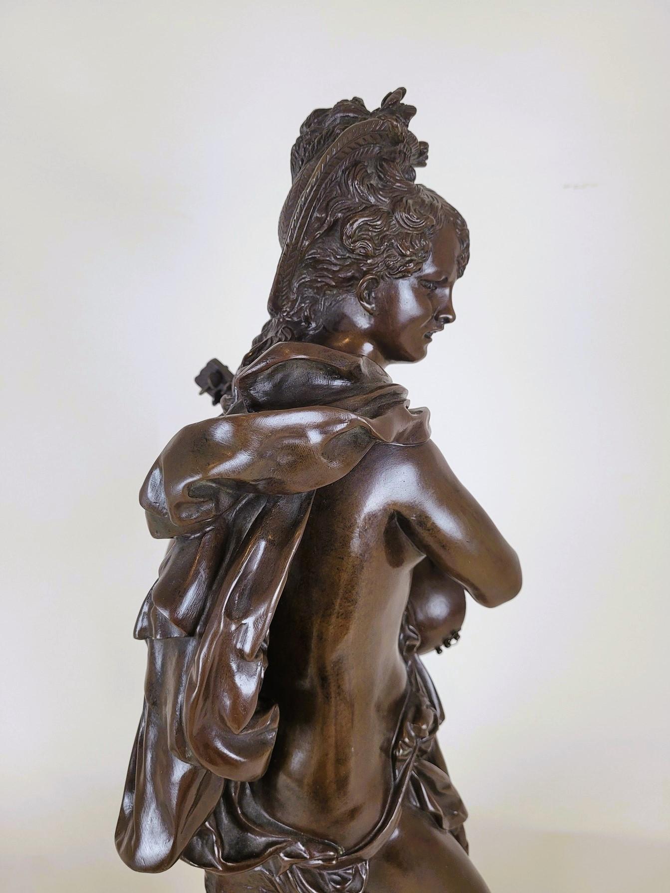 Carrier-belleuse, Cigale, grand bronze signé, 19ème siècle en vente 5