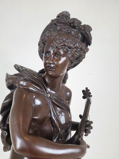 Carrier-belleuse, Cigale, Large Signed Bronze, 19th Century